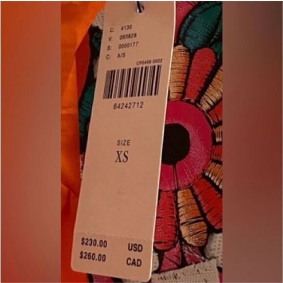 Anthropologie Farm Rio XS Puff Sleeve Tiered Maxi Dress Tropical Colorblock New - Picture 12 of 16